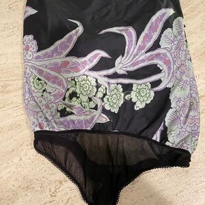 Free People Black and floral strapless bodysuit